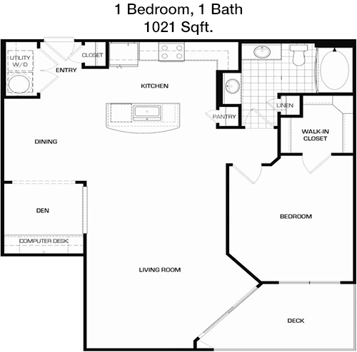 1,021 sq ft floorplan layout
