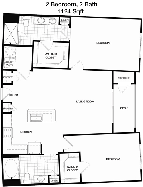 1,124 sq ft floorplan layout