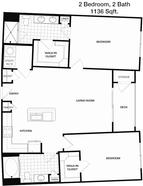 1,136 sq ft floorplan layout