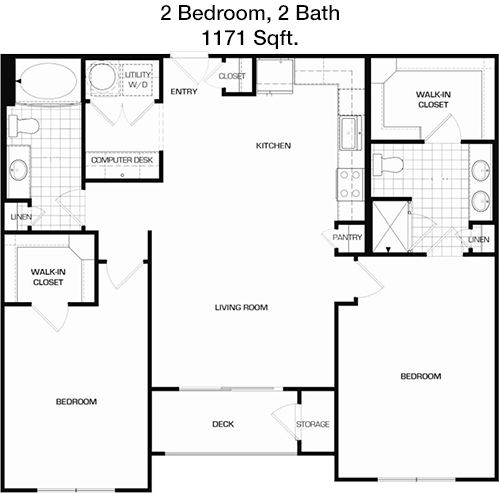 1,171 sq ft floorplan layout