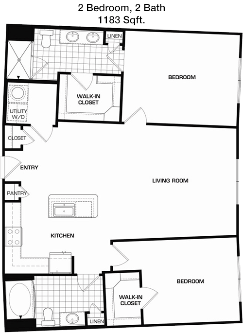 1,183 sq ft floorplan layout