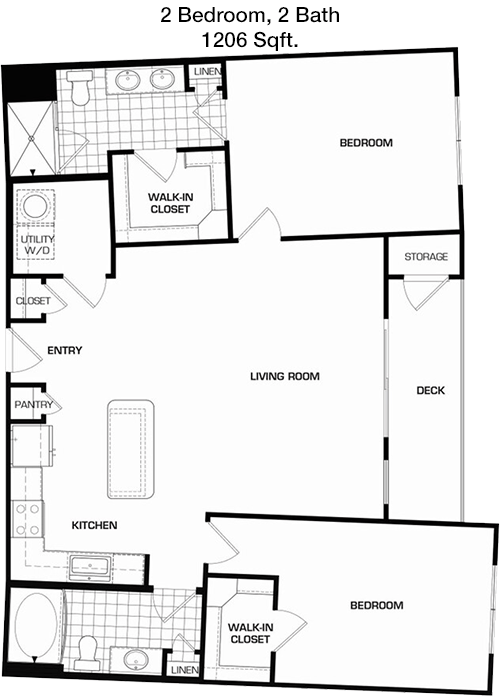 1,206 sq ft floorplan layout