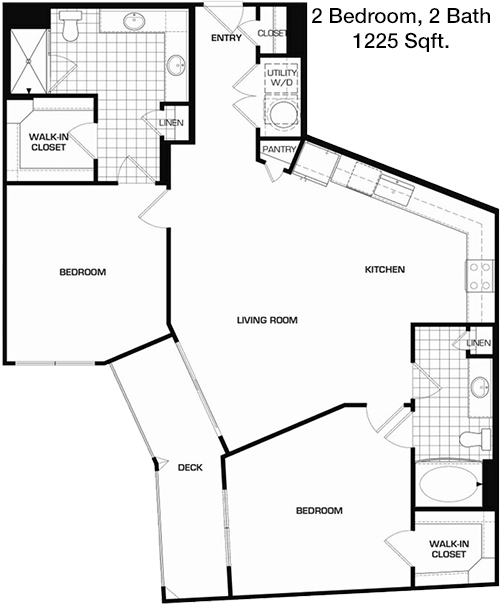 1,225 sq ft floorplan layout