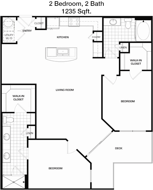 1,235 sq ft floorplan layout