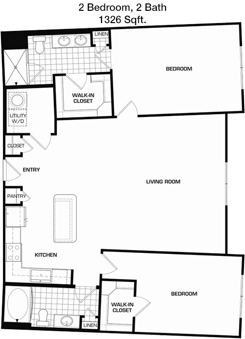 1,326 sq ft floorplan layout