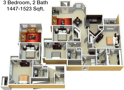 1,447 sq ft floorplan layout