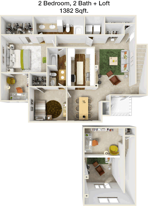 1,382 sq ft floorplan layout