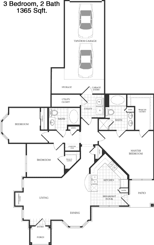 1,365 sq ft floorplan layout