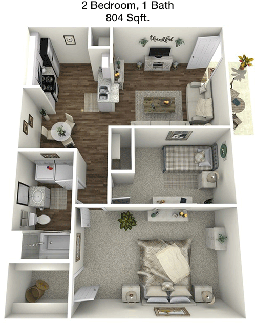 804 sq ft floorplan layout