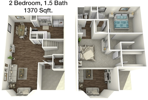 1,370 sq ft floorplan layout