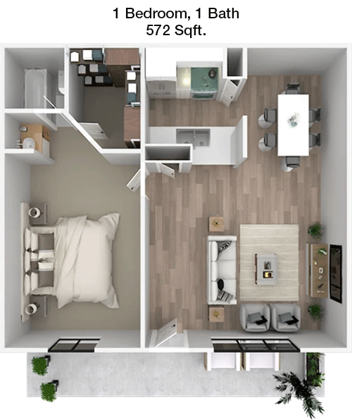 572 sq ft floorplan layout