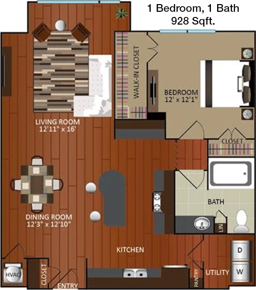 928 sq ft floorplan layout