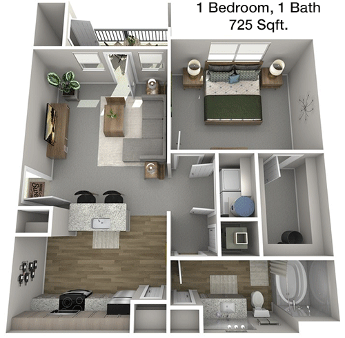 725 sq ft floorplan layout