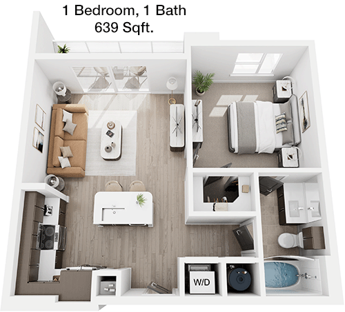639 sq ft floorplan layout