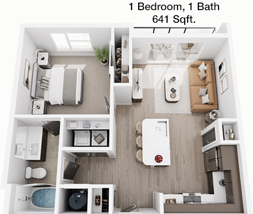641 sq ft floorplan layout