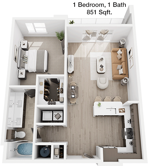 851 sq ft floorplan layout