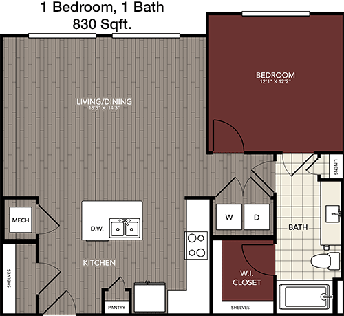 830 sq ft floorplan layout