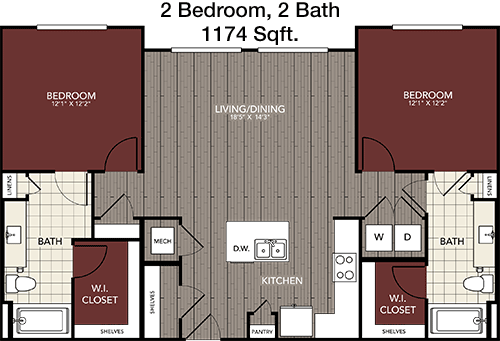 1,174 sq ft floorplan layout