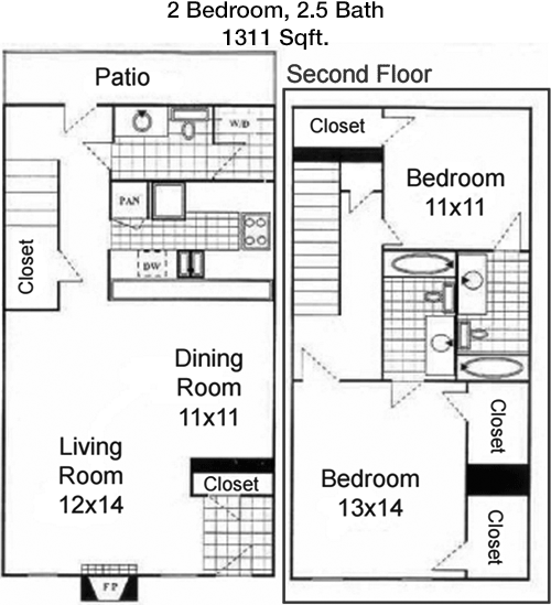 1,311 sq ft floorplan layout