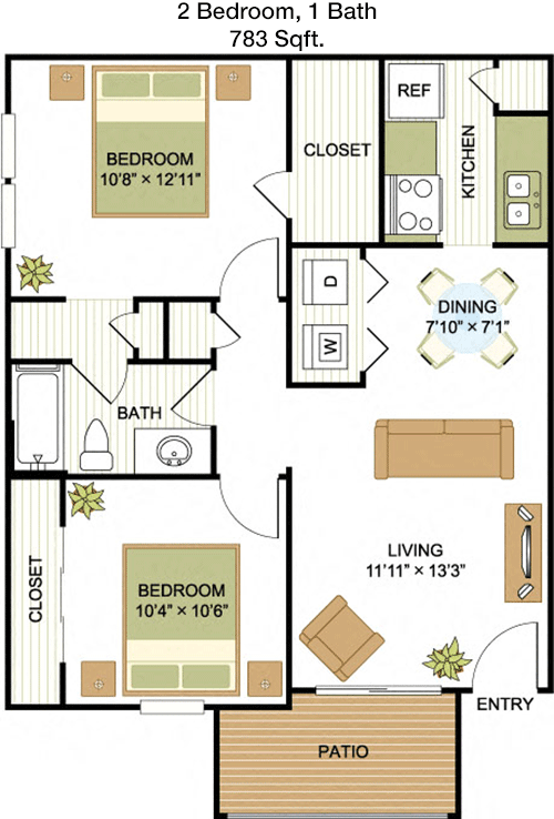 783 sq ft floorplan layout