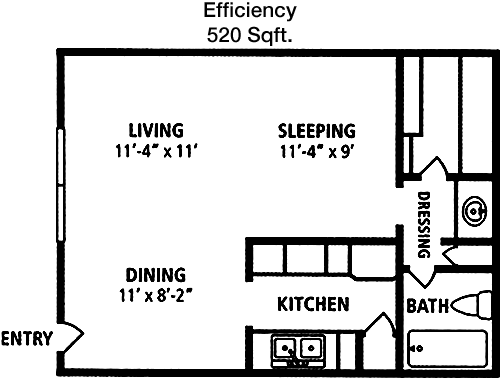 520 sq ft floorplan layout