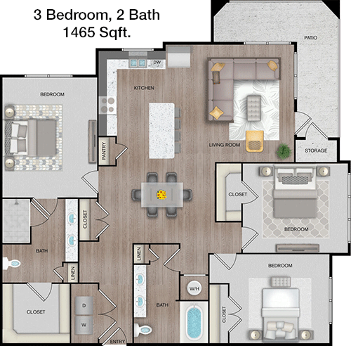 1,465 sq ft floorplan layout