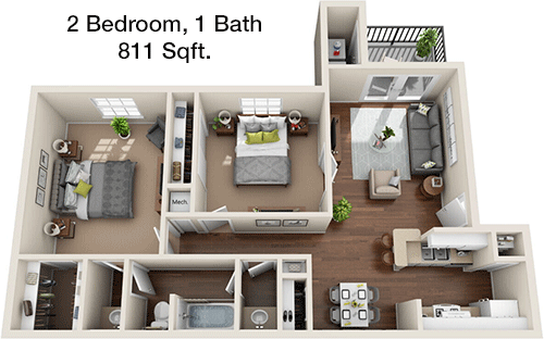 811 sq ft floorplan layout