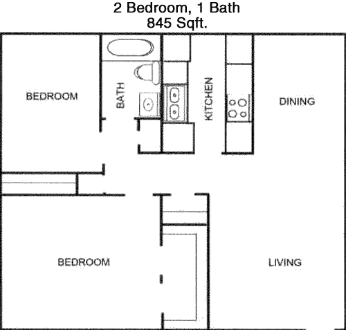 845 sq ft floorplan layout