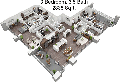 2,838 sq ft floorplan layout