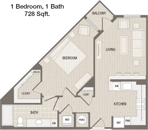 728 sq ft floorplan layout