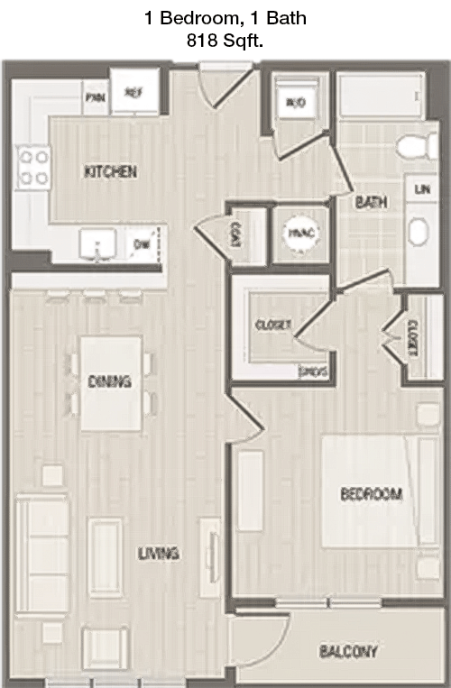 818 sq ft floorplan layout