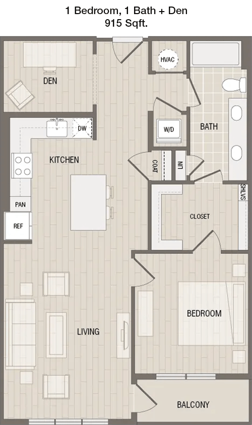 915 sq ft floorplan layout