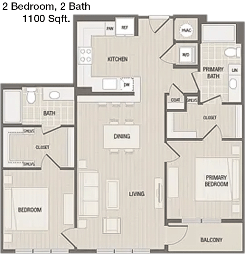 1,100 sq ft floorplan layout