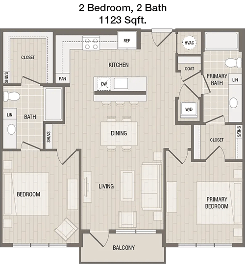 1,123 sq ft floorplan layout
