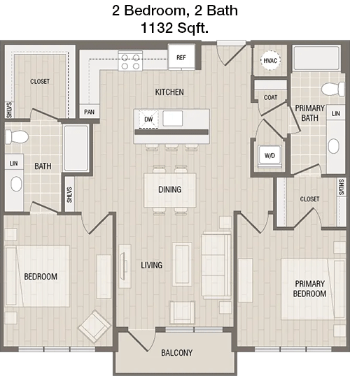 1,132 sq ft floorplan layout