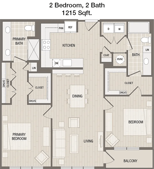 1,215 sq ft floorplan layout