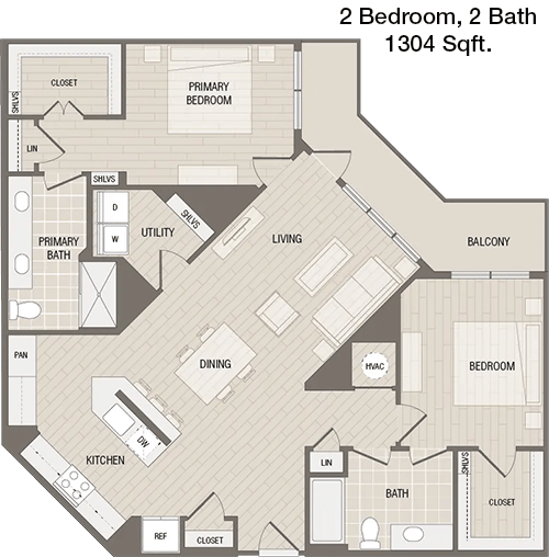 1,304 sq ft floorplan layout