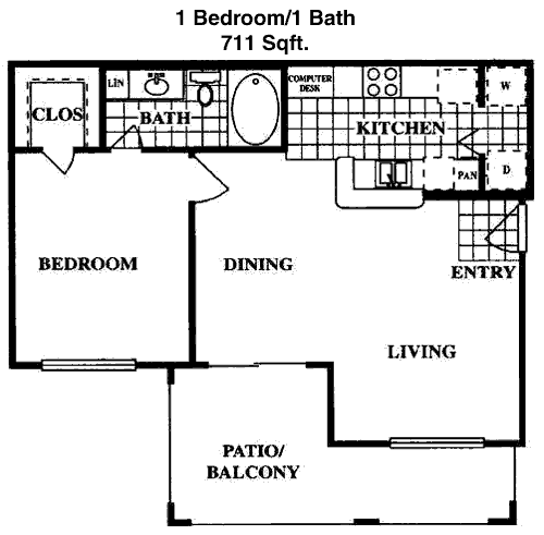 711 sq ft floorplan layout