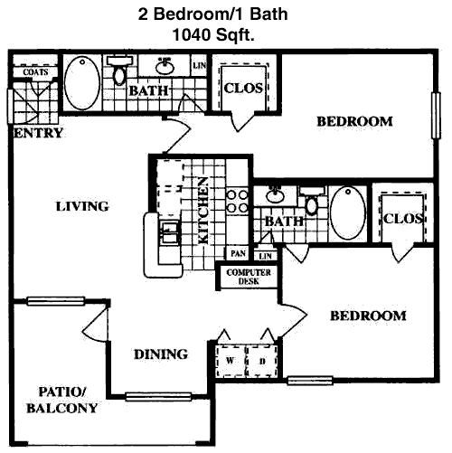 1,040 sq ft floorplan layout