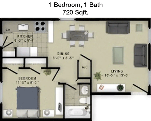 720 sq ft floorplan layout