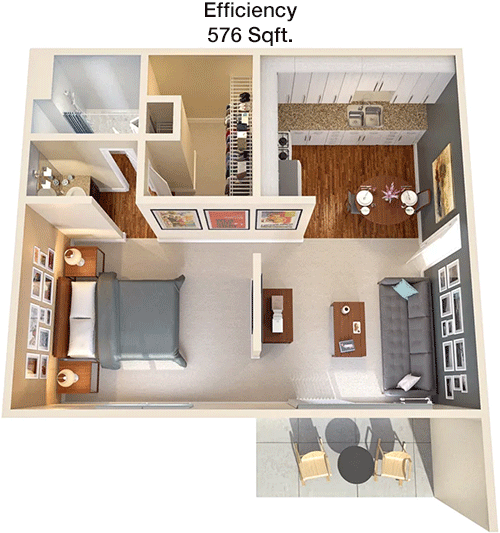576 sq ft floorplan layout