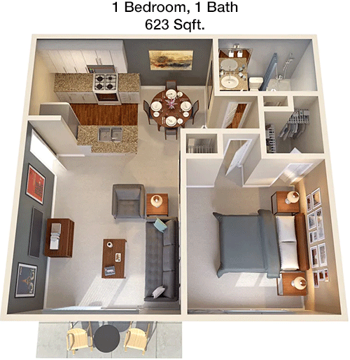 623 sq ft floorplan layout