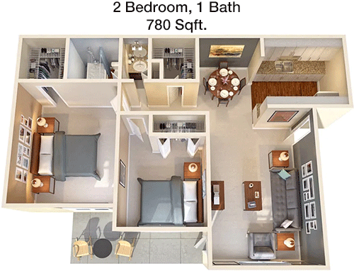 780 sq ft floorplan layout
