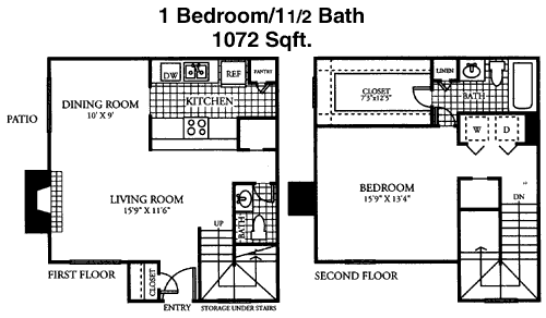 1,072 sq ft floorplan layout