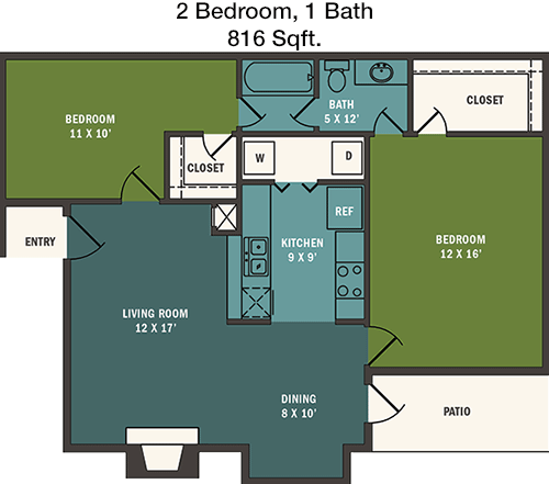 816 sq ft floorplan layout