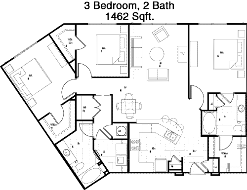 1,462 sq ft floorplan layout