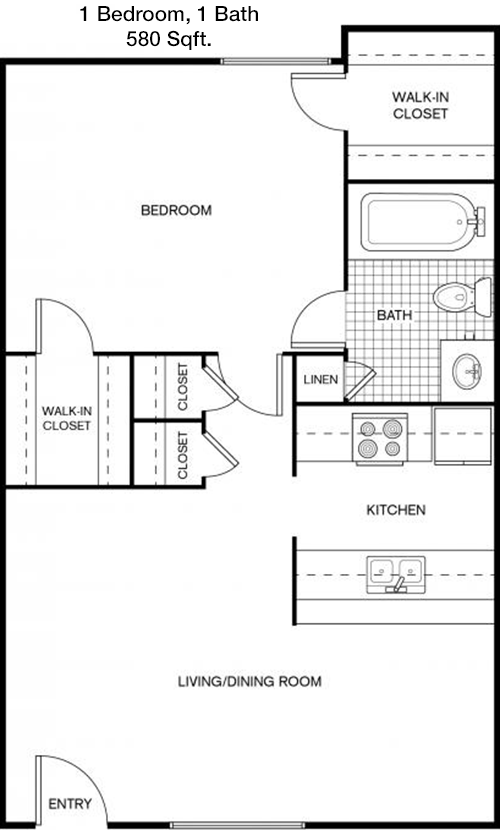 580 sq ft floorplan layout