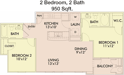 950 sq ft floorplan layout