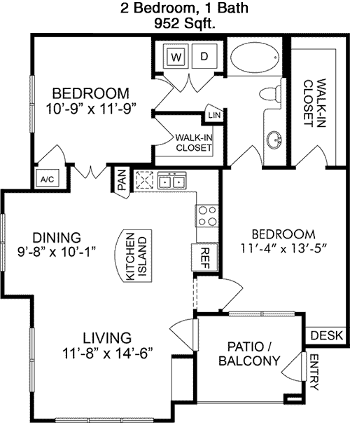 952 sq ft floorplan layout
