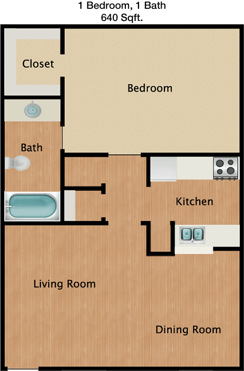 640 sq ft floorplan layout